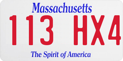 MA license plate 113HX4