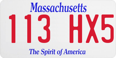 MA license plate 113HX5