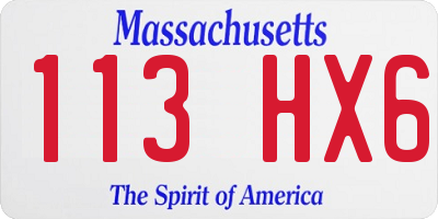 MA license plate 113HX6