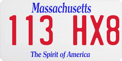 MA license plate 113HX8