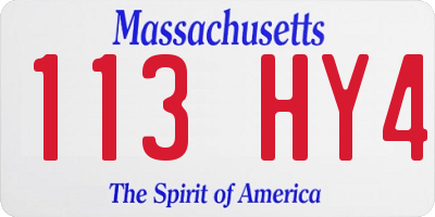 MA license plate 113HY4