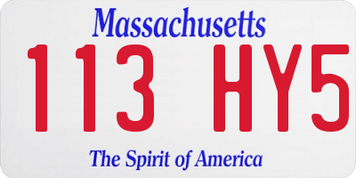 MA license plate 113HY5