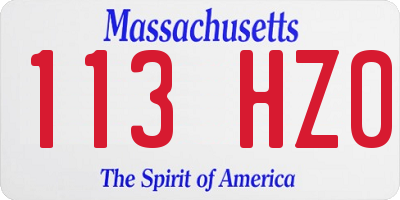 MA license plate 113HZ0