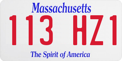 MA license plate 113HZ1