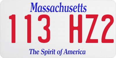 MA license plate 113HZ2