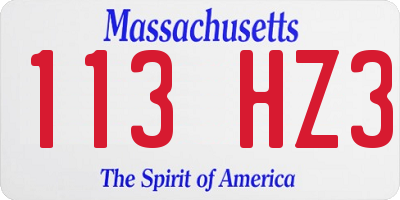 MA license plate 113HZ3