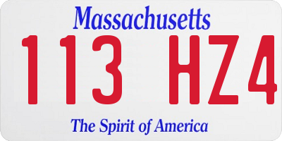 MA license plate 113HZ4