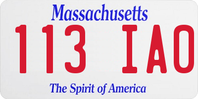 MA license plate 113IA0