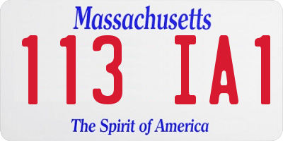 MA license plate 113IA1