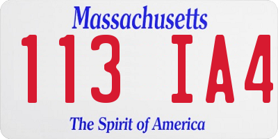 MA license plate 113IA4