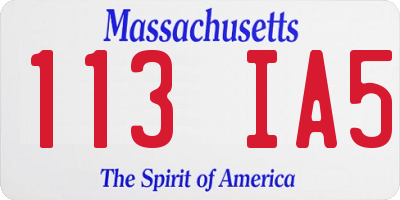 MA license plate 113IA5