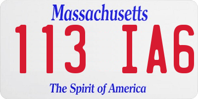 MA license plate 113IA6