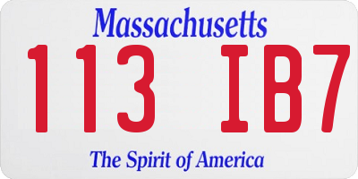 MA license plate 113IB7