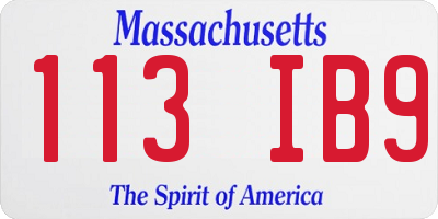 MA license plate 113IB9