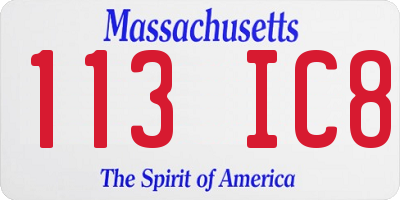 MA license plate 113IC8