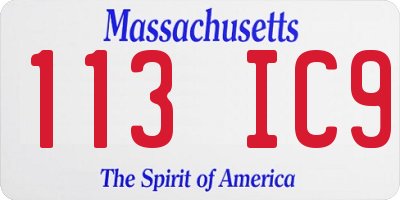 MA license plate 113IC9
