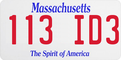 MA license plate 113ID3
