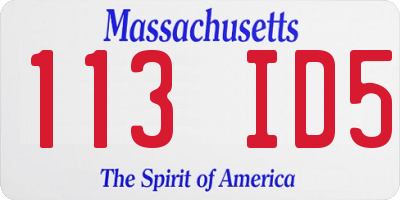 MA license plate 113ID5