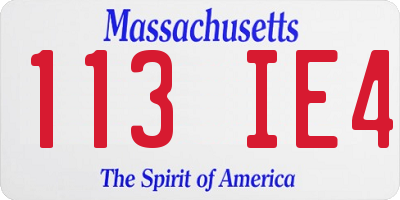 MA license plate 113IE4