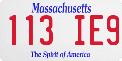 MA license plate 113IE9