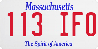 MA license plate 113IF0