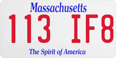 MA license plate 113IF8