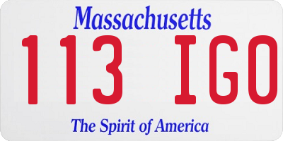 MA license plate 113IG0