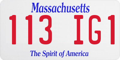 MA license plate 113IG1