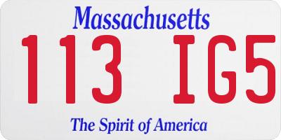 MA license plate 113IG5