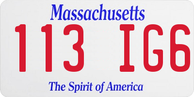 MA license plate 113IG6