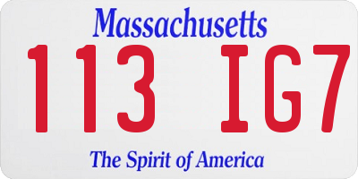 MA license plate 113IG7