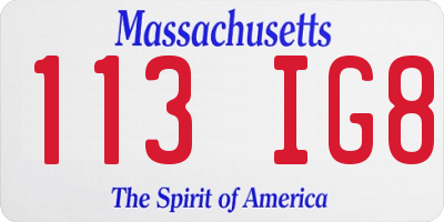 MA license plate 113IG8
