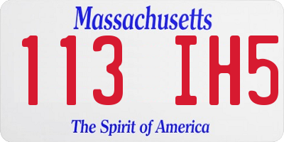 MA license plate 113IH5