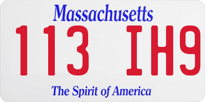 MA license plate 113IH9