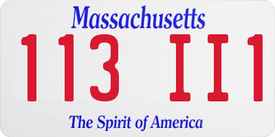 MA license plate 113II1