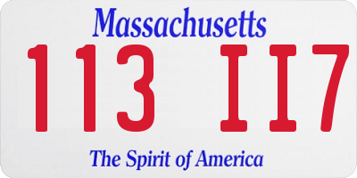 MA license plate 113II7