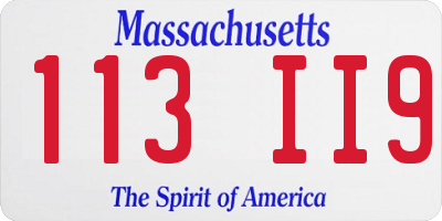 MA license plate 113II9
