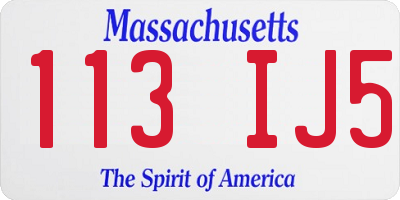 MA license plate 113IJ5