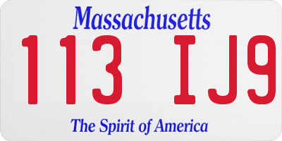 MA license plate 113IJ9