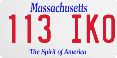 MA license plate 113IK0