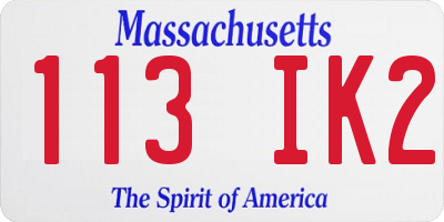 MA license plate 113IK2
