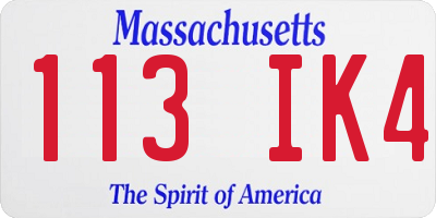 MA license plate 113IK4