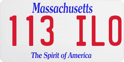 MA license plate 113IL0