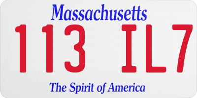 MA license plate 113IL7