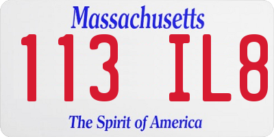 MA license plate 113IL8