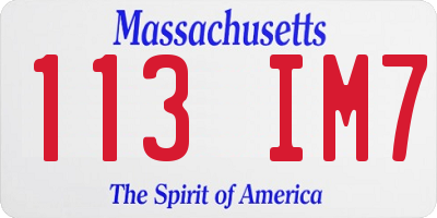 MA license plate 113IM7