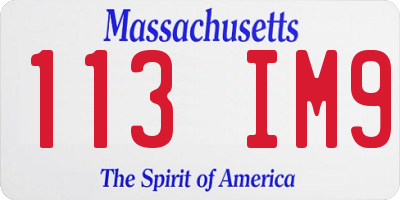 MA license plate 113IM9