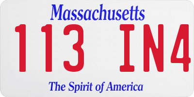 MA license plate 113IN4