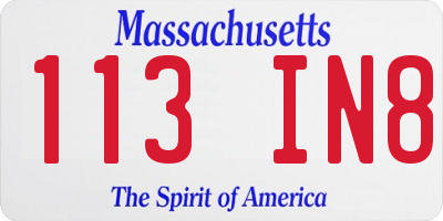 MA license plate 113IN8