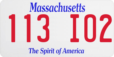 MA license plate 113IO2